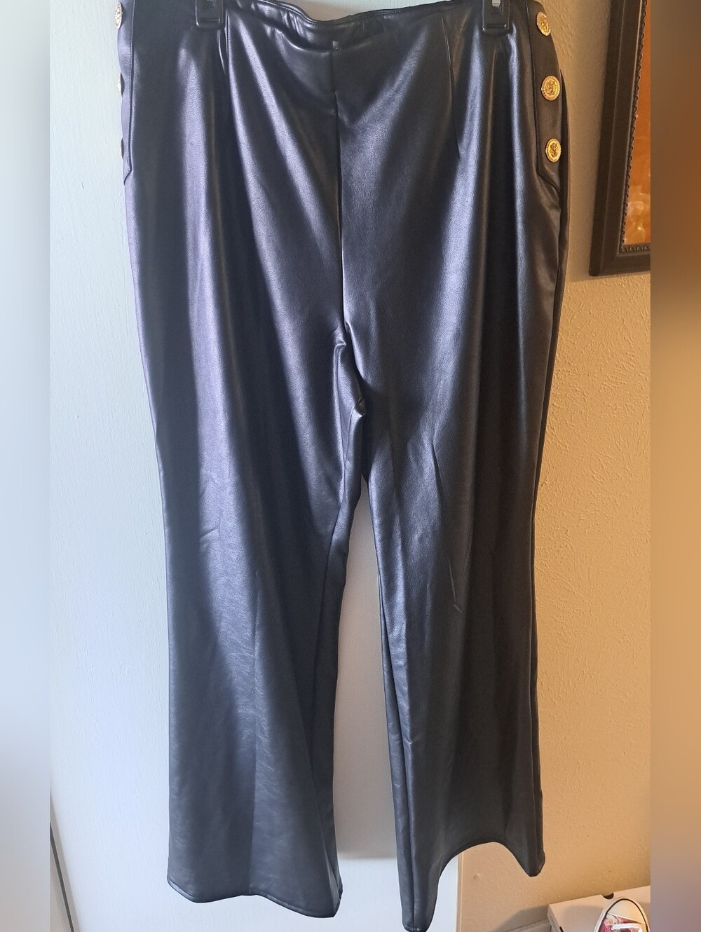 BOLD Elements NWT Size 18 Faux Leather Wide Leg Pants - Picture 2 of 6